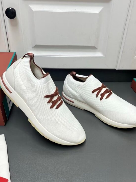 Loro Piana Shoes - Loro Piana 360 Flexy Walk Knit Sneakers White Chestnut